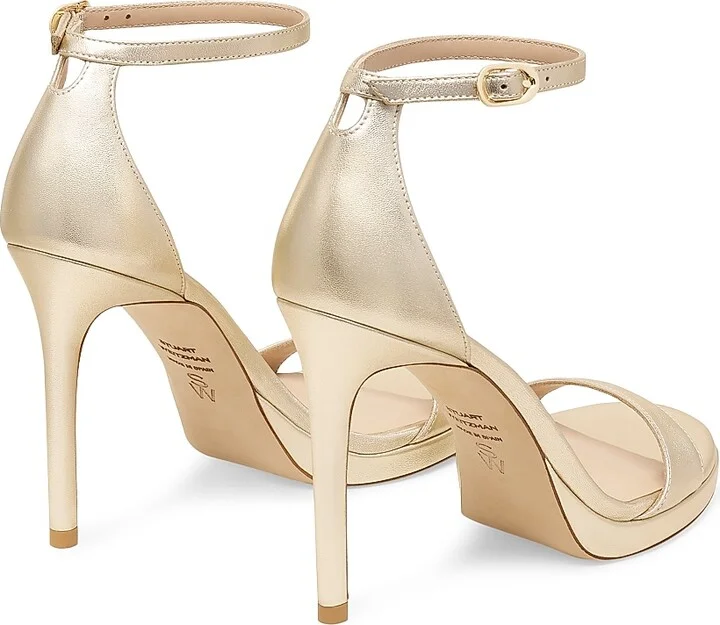 Women's Nudist 100MM Metallic Leather Platform Sandals - Light Gold - Size 10 - Image 3