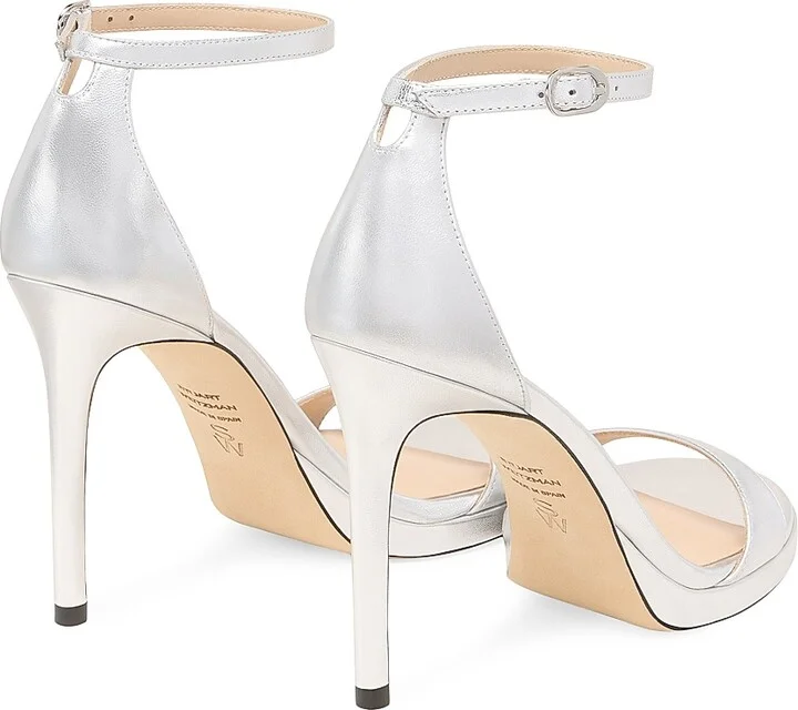 Women's Nudist 100MM Metallic Leather Platform Sandals - Light Gold - Size 10 - Image 6