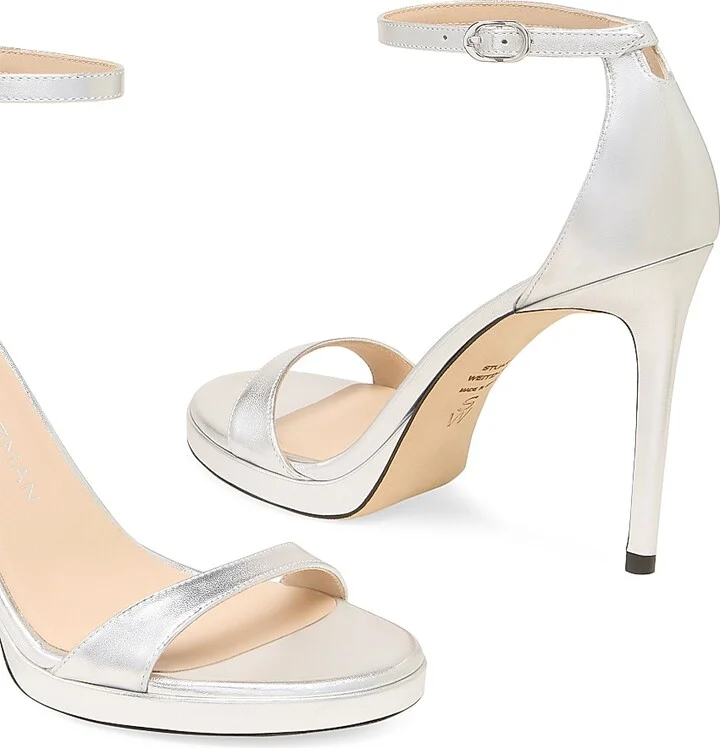 Women's Nudist 100MM Metallic Leather Platform Sandals - Light Gold - Size 10 - Image 7