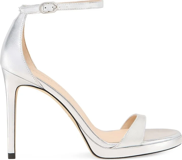 Women's Nudist 100MM Metallic Leather Platform Sandals - Light Gold - Size 10 - Image 8
