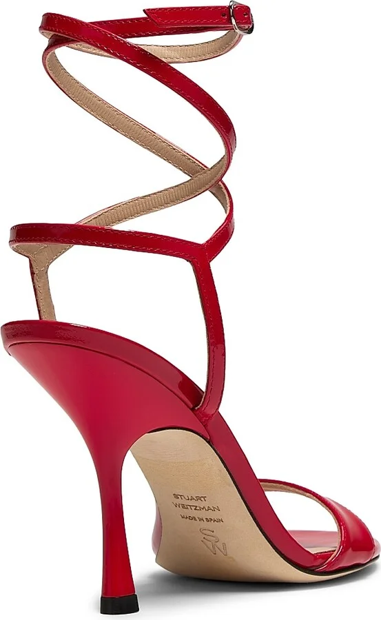 Women's Nudist 100MM Patent Leather Wrap Sandals - Cherry - Size 10 - Image 3
