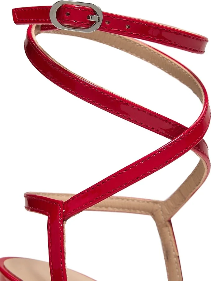 Women's Nudist 100MM Patent Leather Wrap Sandals - Cherry - Size 10 - Image 5