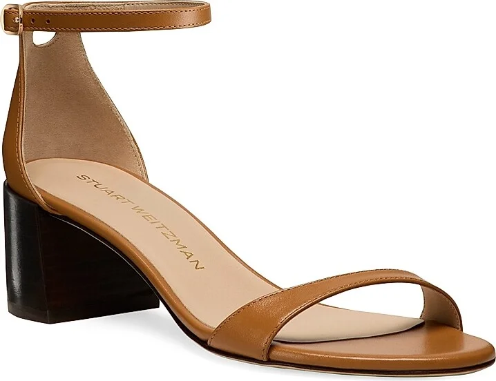 Women's Nudist 50MM Block-Heel Leather Sandals - Macchiato Dark Brown - Size 10 - Image 2