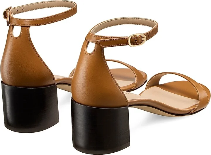Women's Nudist 50MM Block-Heel Leather Sandals - Macchiato Dark Brown - Size 10 - Image 3