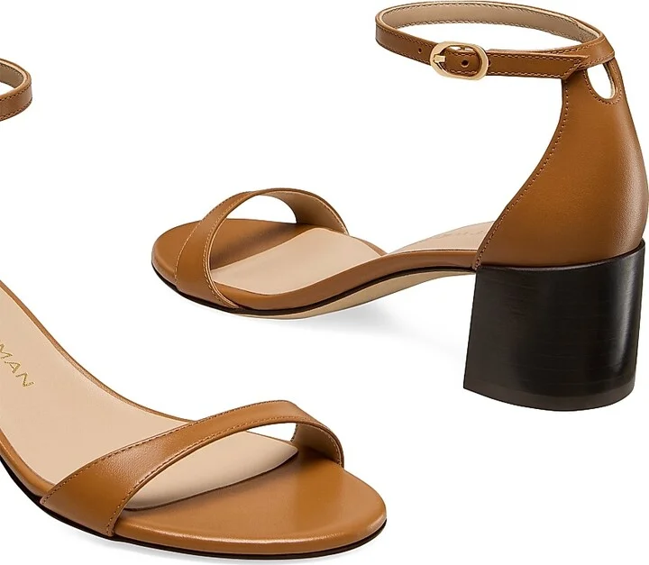 Women's Nudist 50MM Block-Heel Leather Sandals - Macchiato Dark Brown - Size 10 - Image 4