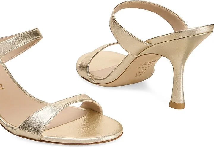 Women's Nudist 85MM Leather Sandals - Light Gold - Size 10 - Image 4