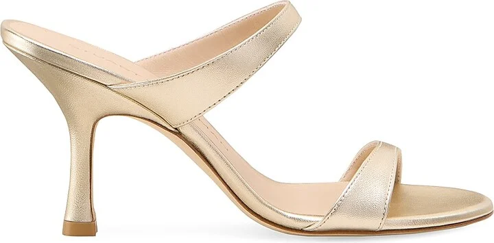 Women's Nudist 85MM Leather Sandals - Light Gold - Size 10