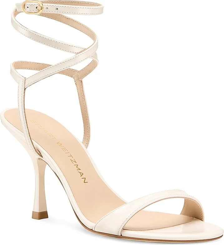 Women's Nudist 85MM Patent Leather Wrap Sandals - Cream - Size 10 - Image 2