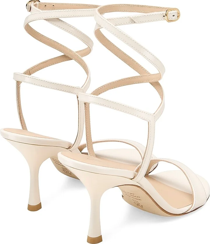 Women's Nudist 85MM Patent Leather Wrap Sandals - Cream - Size 10 - Image 3