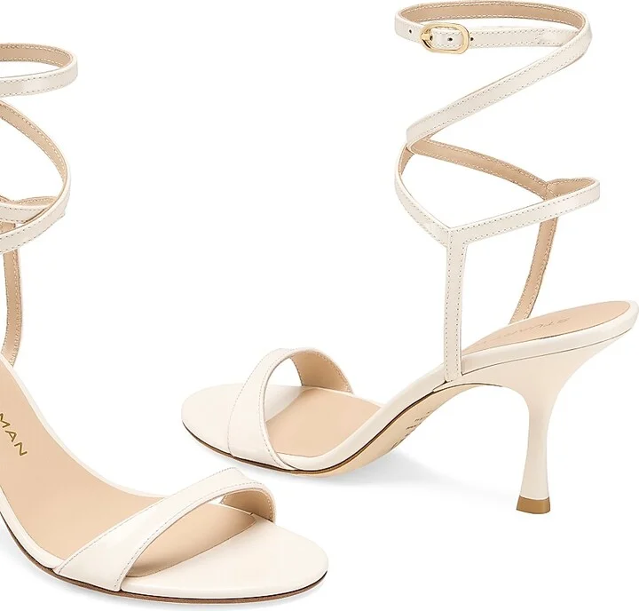 Women's Nudist 85MM Patent Leather Wrap Sandals - Cream - Size 10 - Image 4