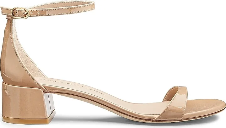 Women's Nudist Block 35MM Patent Leather Sandals - Adobe - Size 10