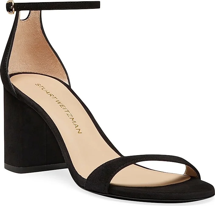 Women's Nudist Block 75MM Suede Sandals - Black - Size 6 - Image 2