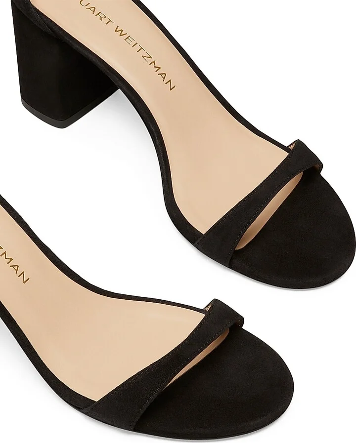 Women's Nudist Block 75MM Suede Sandals - Black - Size 6 - Image 4