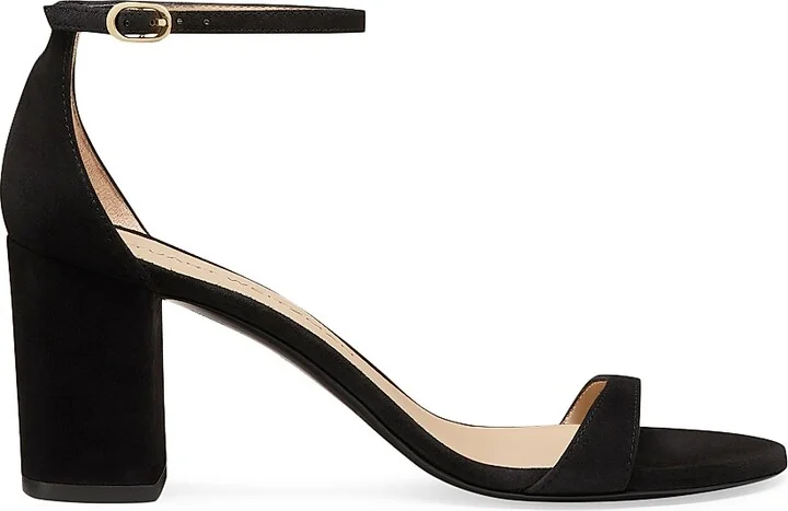 Women's Nudist Block 75MM Suede Sandals - Black - Size 6