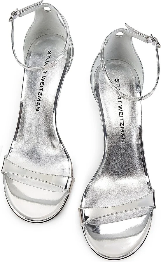 Women's Nudist II 75MM Leather Sandals - Silver - Size 10.5 - Image 4