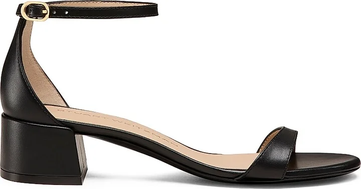 Women's Nudist Leather 35MM Block Sandals - Black - Size 11
