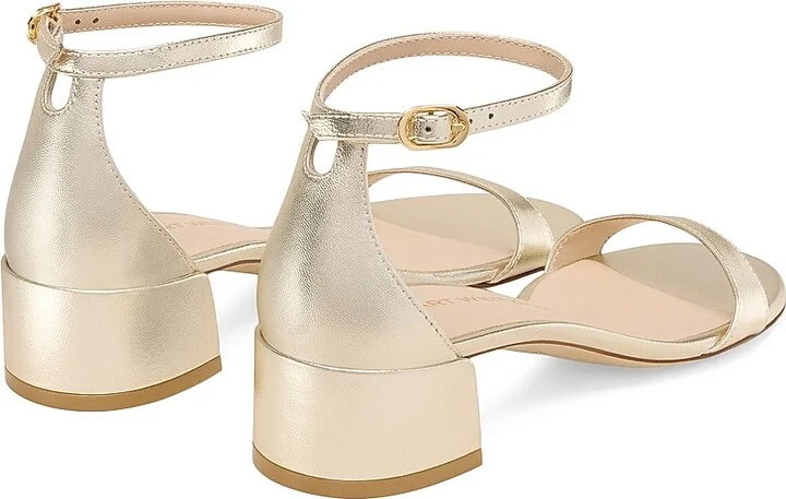 Women's Nudist Metallic Leather 35MM Block Sandals - Light Gold - Size 5 - Image 3
