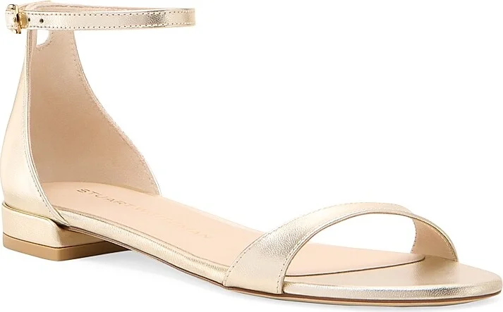 Women's Nudist Metallic Leather Sandals - Light Gold - Size 5 - Image 2