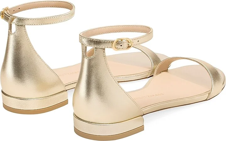 Women's Nudist Metallic Leather Sandals - Light Gold - Size 5 - Image 3