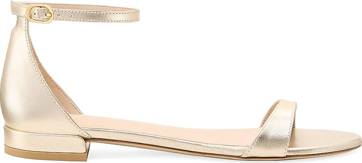 Women's Nudist Metallic Leather Sandals - Light Gold - Size 5