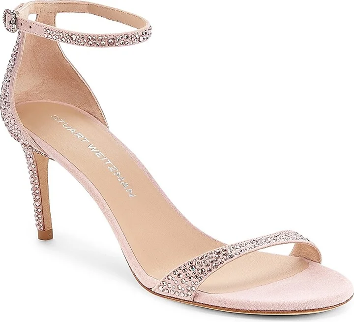 Women's Nudist Shine 75MM Crystal-Embellished Leather Sandals - Light Rose Ballet - Size 6.5 - Image 2