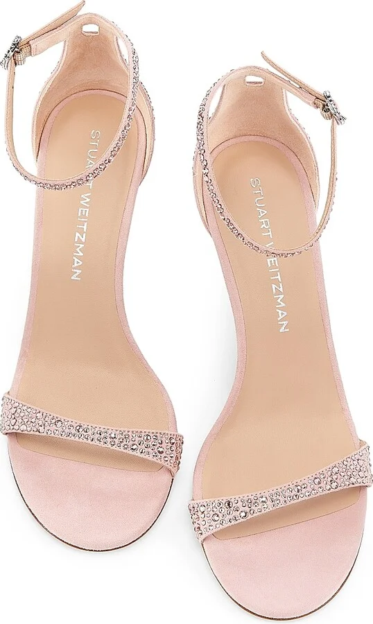 Women's Nudist Shine 75MM Crystal-Embellished Leather Sandals - Light Rose Ballet - Size 6.5 - Image 4