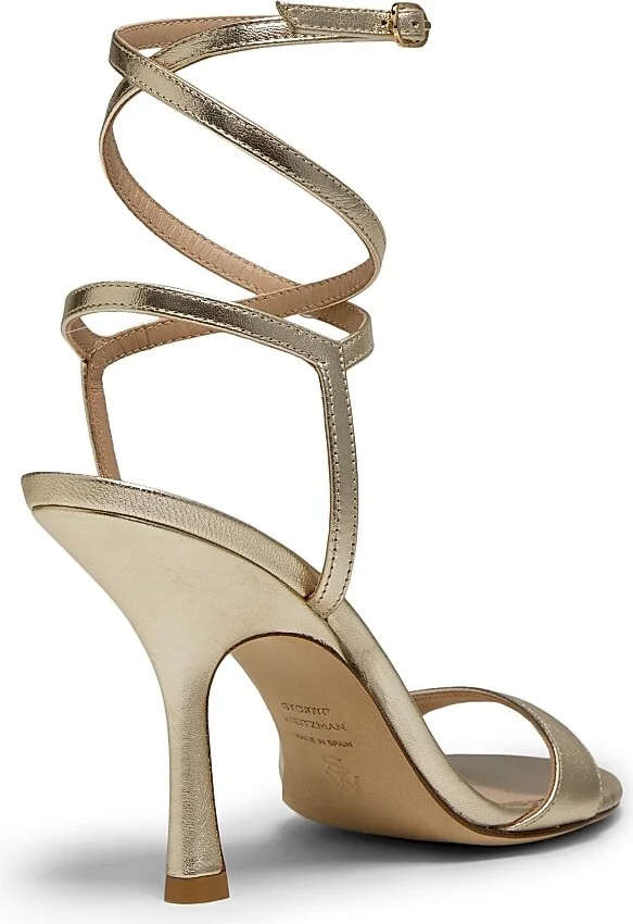 Women's Nudist Wrap 100MM Leather Sandals - Light Gold - Size 10 - Image 3