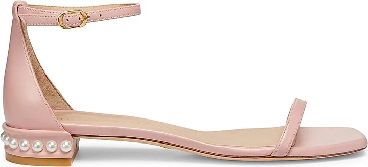Women's Nudistcurve Pearl-Embellished Leather Sandals - Ballet - Size 5.5