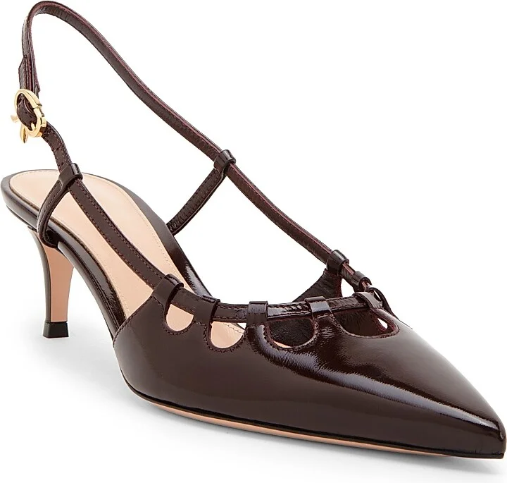 Women's Nuit 55MM Leather Slingback Pumps - Bourgogne - Size 6 - Image 2