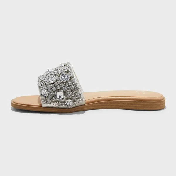 Women's Nylah Rhinestone Slide Sandals - A New Day™ : Memory Foam Insole, Open Toe, Textured Outsole, Slip On - Image 2