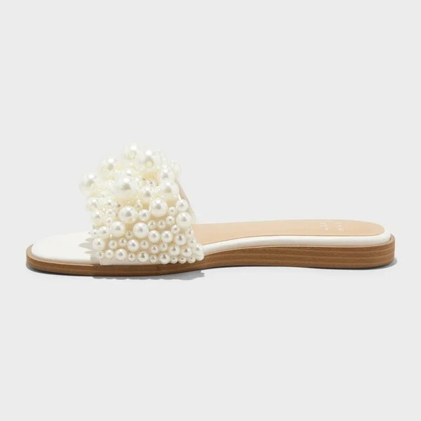 Women's Nylah Rhinestone Slide Sandals - A New Day™ : Memory Foam Insole, Open Toe, Textured Outsole, Slip On - Image 3