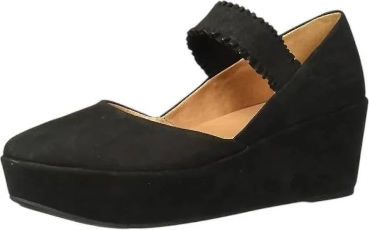 Women's Nyssa Ruffle Strap Wedge In Black