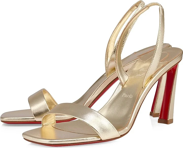 Women's O Condora 85MM Laminated Leather Sandals - Platine - Size 5 - Image 2
