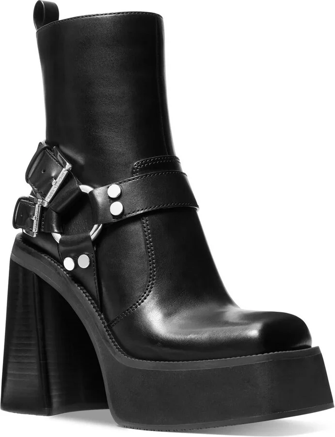 Womens O-Ring Leather Ankle Boots