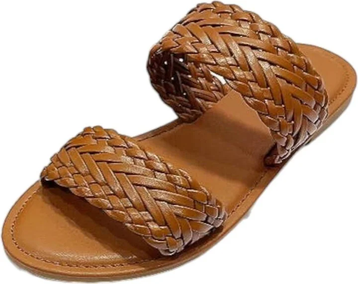 Women's Oceanline Braided Double Strap Slip-On Slide Sandal In Chestnut