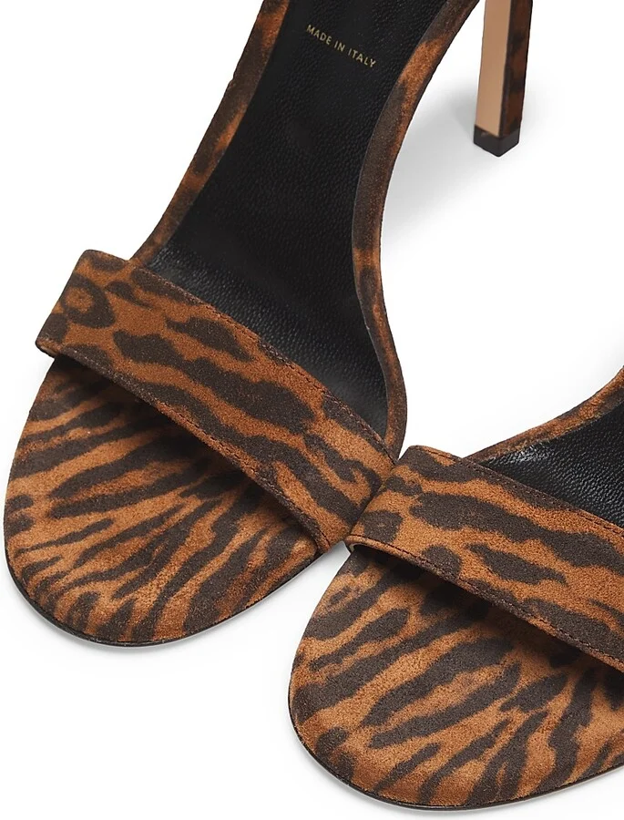 Women's Ocelot Print Suede 105MM Padlock Sandals - Brown Whisky - Size 6 - Image 2