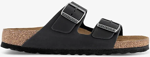 Womens Oiled Leather Black Arizona Double-Strap Leather Sandals Eur 37 / 4 Uk Women