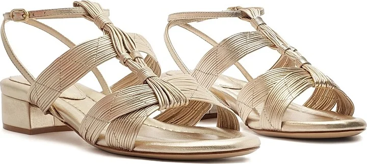 Women's Olga 30MM Metallic Leather Sandals - Golden - Size 5 - Image 3