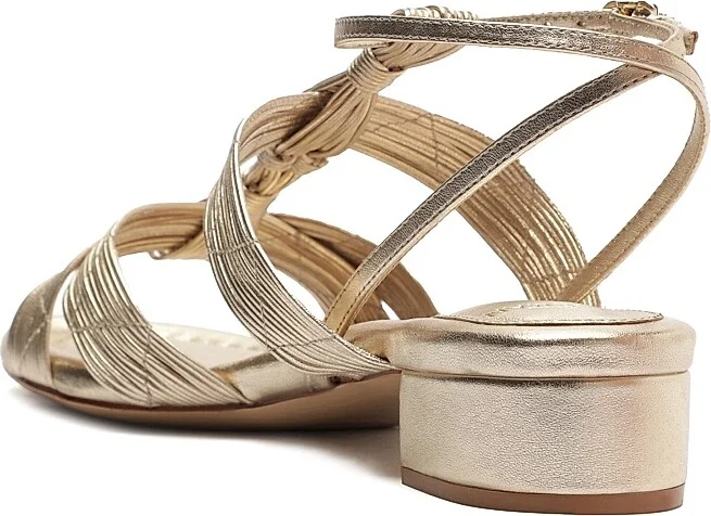 Women's Olga 30MM Metallic Leather Sandals - Golden - Size 5 - Image 4