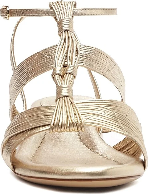 Women's Olga 30MM Metallic Leather Sandals - Golden - Size 5 - Image 7