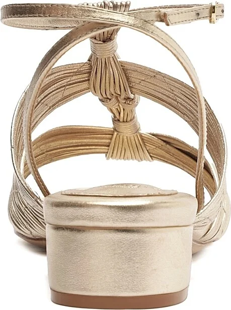 Women's Olga 30MM Metallic Leather Sandals - Golden - Size 5 - Image 8