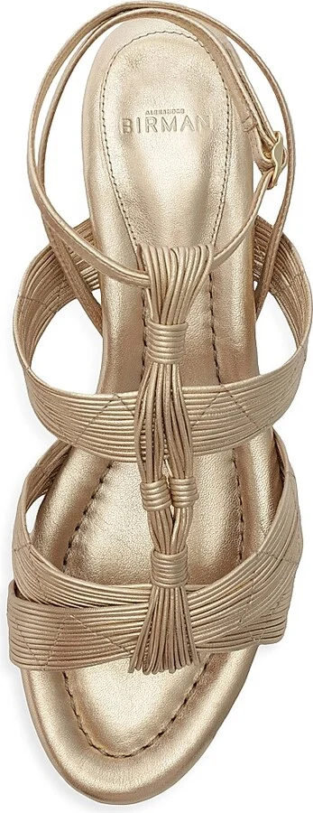 Women's Olga 30MM Metallic Leather Sandals - Golden - Size 5 - Image 9