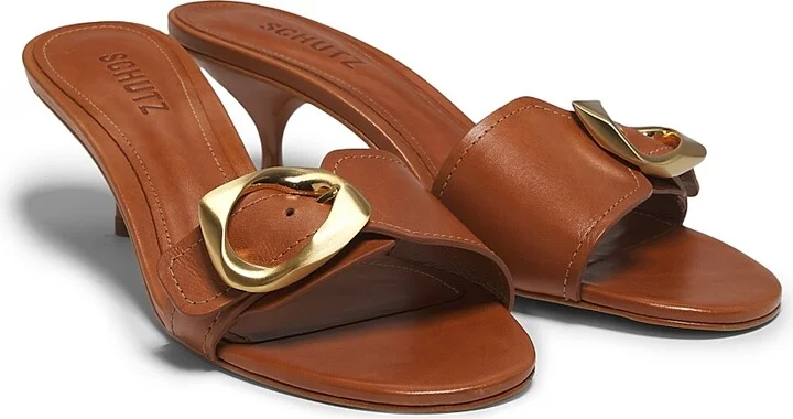 Women's Olga 50MM Buckle-Accented Leather Sandals - Brown - Size 6.5 - Image 2