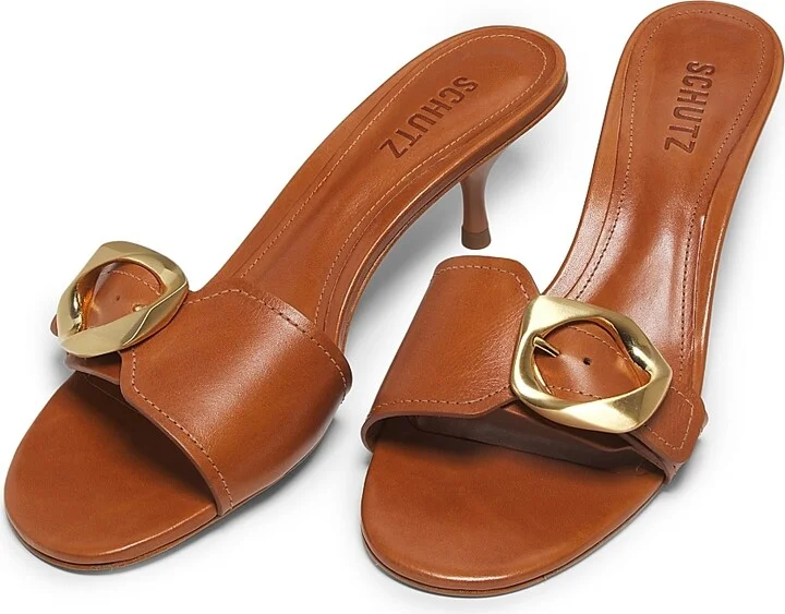 Women's Olga 50MM Buckle-Accented Leather Sandals - Brown - Size 6.5 - Image 4