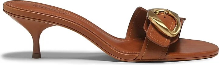 Women's Olga 50MM Buckle-Accented Leather Sandals - Brown - Size 6.5
