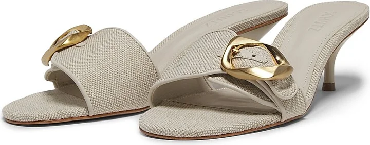 Women's Olga 50MM Buckle-Accented Linen Sandals - Oyster - Size 6.5 - Image 2