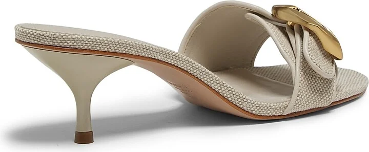 Women's Olga 50MM Buckle-Accented Linen Sandals - Oyster - Size 6.5 - Image 3