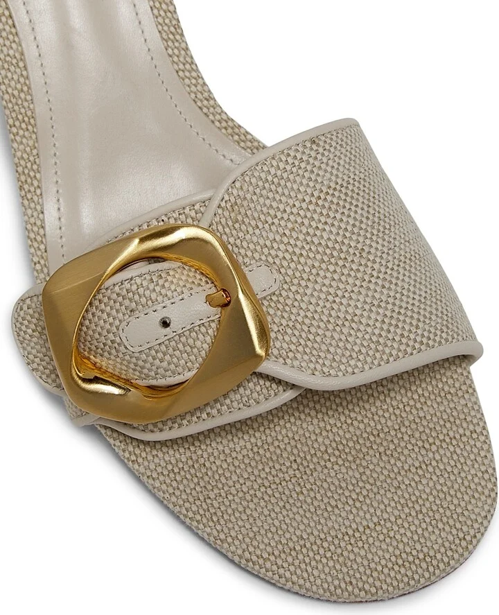 Women's Olga 50MM Buckle-Accented Linen Sandals - Oyster - Size 6.5 - Image 5