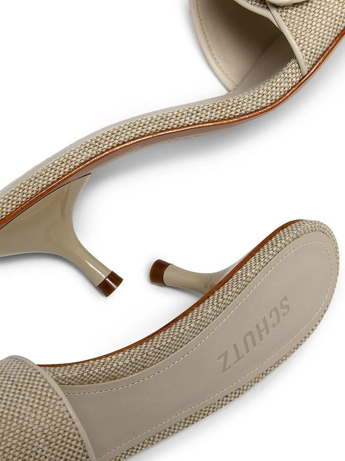 Women's Olga 50MM Buckle-Accented Linen Sandals - Oyster - Size 6.5 - Image 6