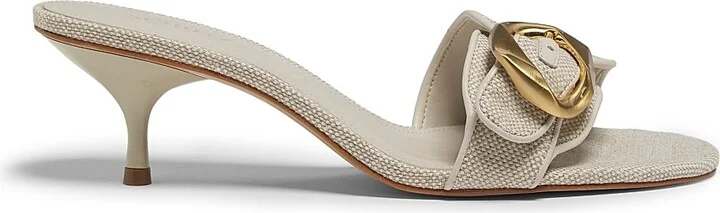 Women's Olga 50MM Buckle-Accented Linen Sandals - Oyster - Size 6.5